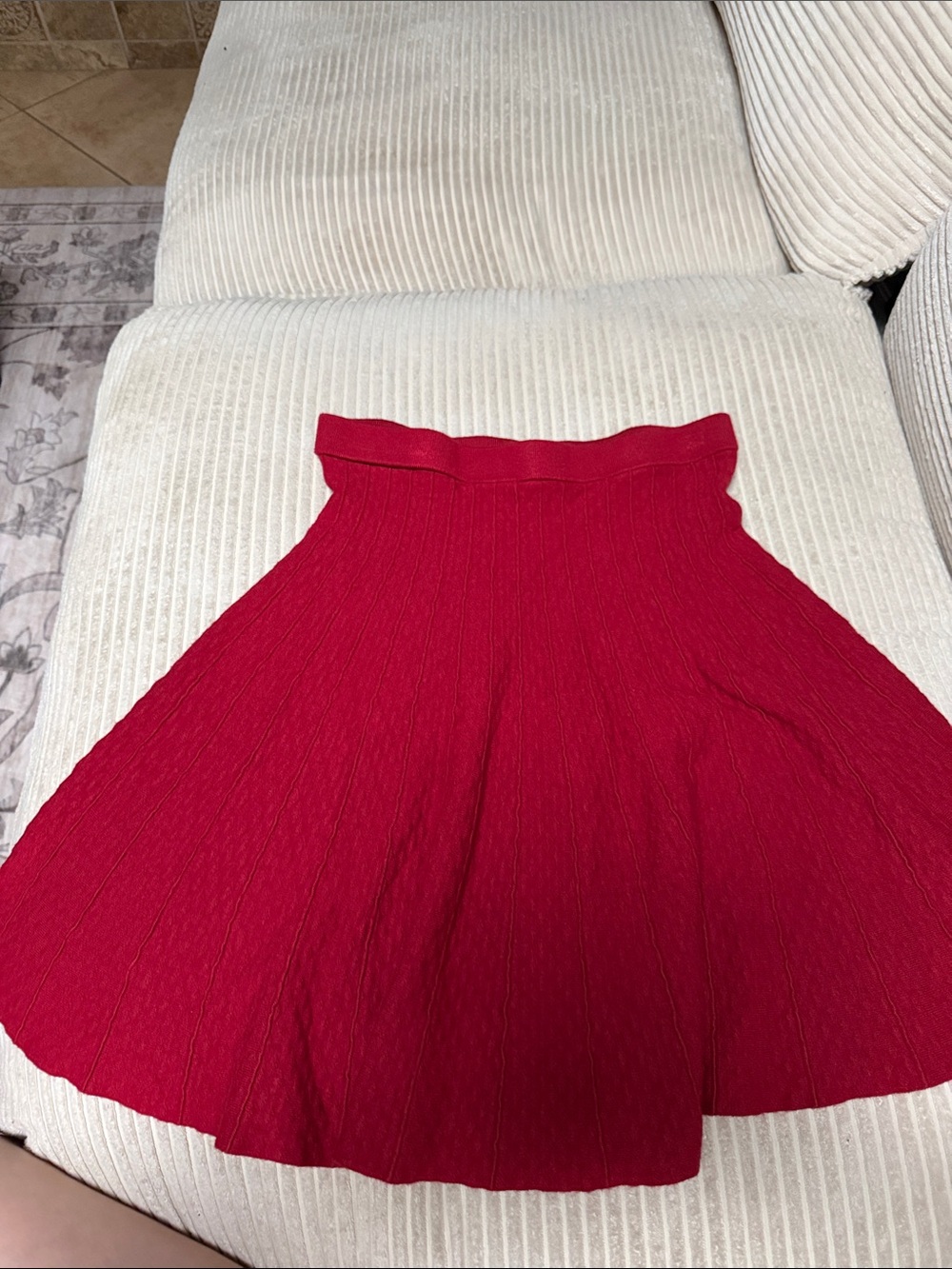Philosophy Bright Red Knit Circle Skirt